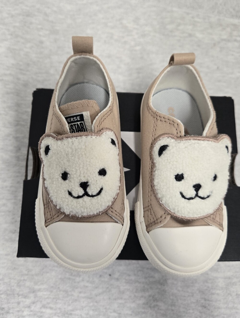 Converse Kids' Bear Face Sneakers - Cream and Brown
